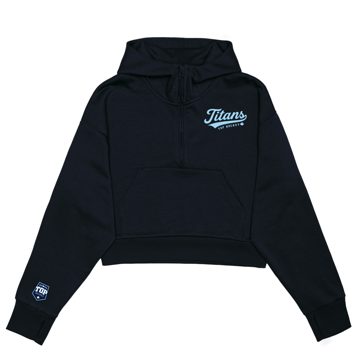 Titans Women's Cropped 1/2 Zip Hoodie